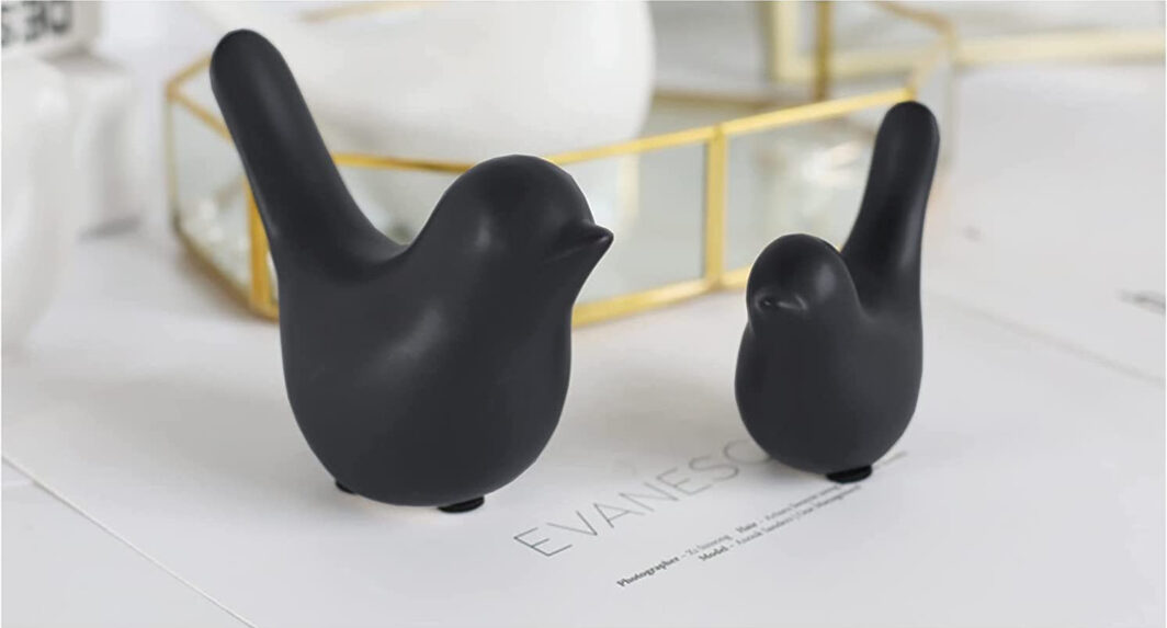 Black Ceramic Bird Figurines Set Of 2 - Image 5