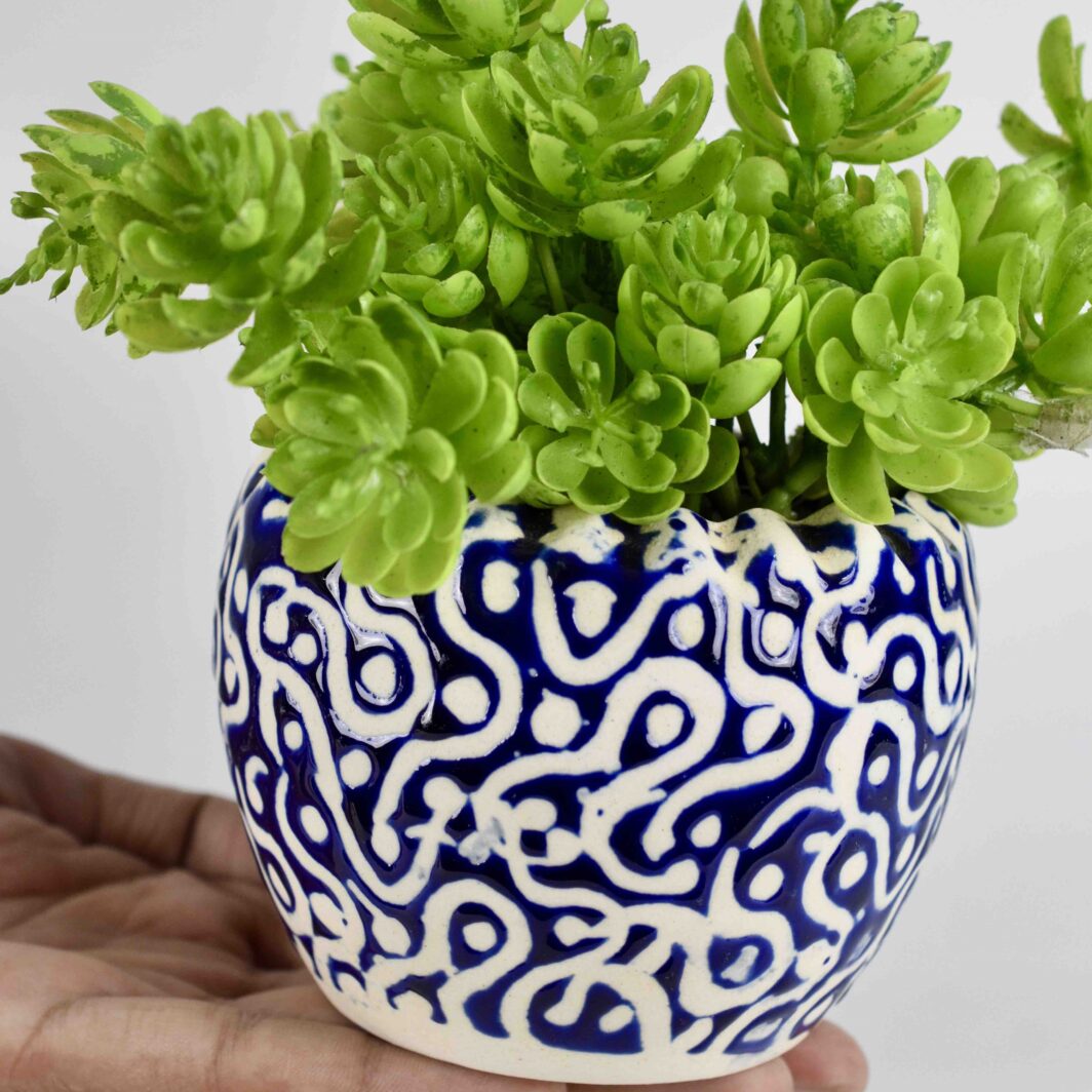 Cobalt Curve ceramic planter